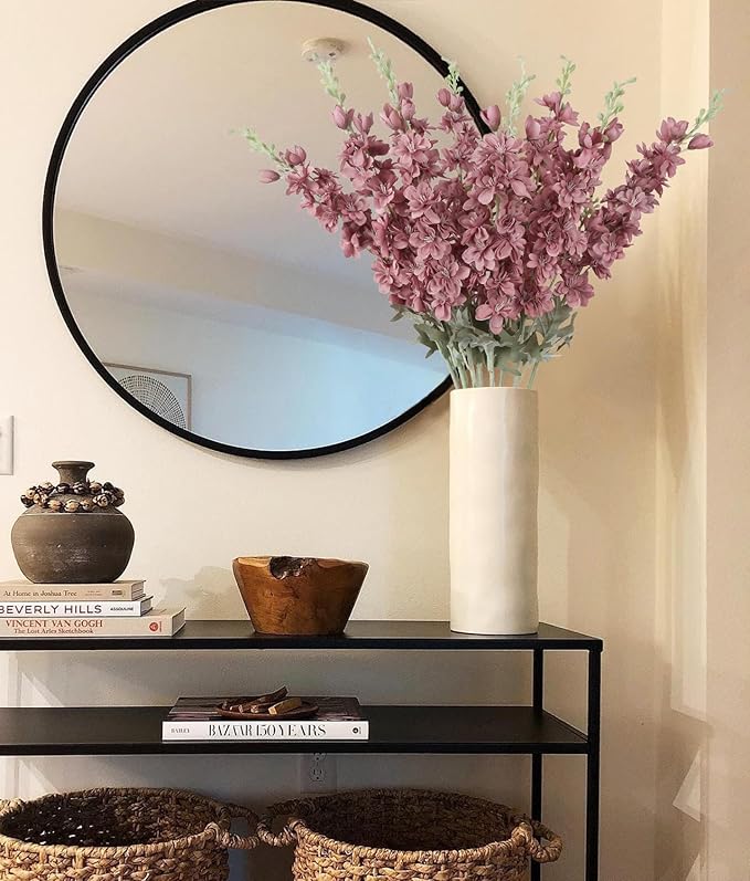 8PCS Delphinium Artificial Flowers Larkspur Fake Flowers 33.5in Long Stem Faux Silk Flowers for Tall Vases for Home Wedding Party Floral Arrangements Centerpiece Table Decorations (Cameo Brown)