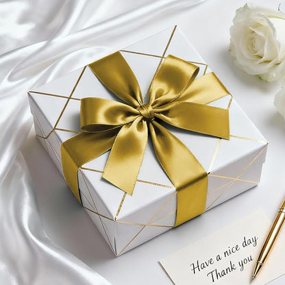 1-1/2" x 50 Yards Satin Ribbon - Gold Silk Ribbon with Spool - Ideal for Gift Wrapping, Floral Bouquets, Crafts, Wedding Party Decorations, Christmas and Sewing Projects