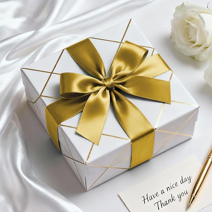 1-1/2" x 100 Yards Satin Ribbon - Dark Gold Silk Ribbon with Spool - Ideal for Gift Wrapping, Floral Bouquets, Crafts, Wedding Party Decorations, Christmas and Sewing Projects