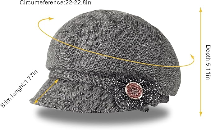 Women Retro Classic Visor Newsboy Cabbie Cap Beret Hats with Flower Buckle for Woman Ladies