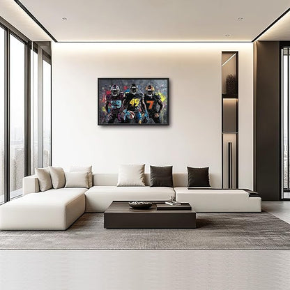 Large Football Wall Art for Living Room, Framed Oversized Graffiti Sport Wall Decor Cool Canvas Painting Pictures for Men Modern Artwork for Living Room Bathroom Bedroom Office Dining Room 36"x24"
