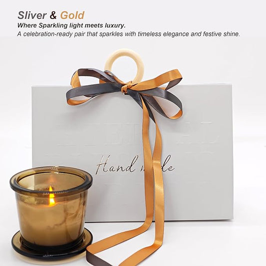 Double Faced Satin Ribbon, 1-1/2 Inch 30 Yards, Sliver & Gold Two-Tone Ribbon for Gift Wrapping, Flower Bouquet, Bow, Hair, Wedding, DIY Crafts, Holiday Party Decorations