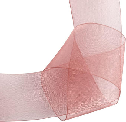 1-1/2 Inch Burgundy Shimmer Sheer Organza Ribbon Sheer Chiffon Ribbon 50 Yards-Roll Multiple Colors Available for Gift Wrapping Wedding Events Christmas Décor