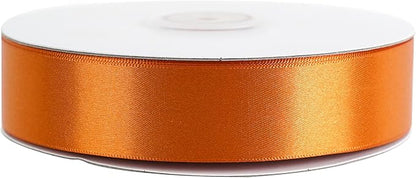 MEEDEE Orange 1 Inch Ribbon Orange Satin Ribbon Lux Double Faced Satin Ribbons by 50 Yards Polyester Wrapping Ribbons for Crafts, Wedding, Flower Bouquet, Holiday Decorating