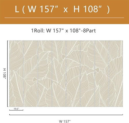 Tropical Palm Leaf Beige Wallpaper Peel and Stick Botanical Leaf Pattern Art Self Adhesive Wall Mural for Living Room Bedroom 157"x108"