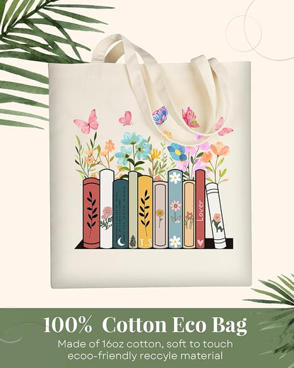 AUSVKAI Canvas Tote Bag Aesthetic for Women, Reusable Grocery Bag with Dog, Cotton Bags for Shopping Beach Trendy Retirement Gifts