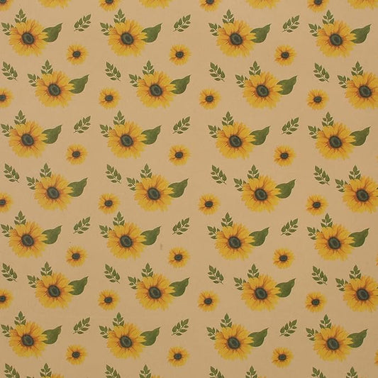 Aimyoo Sunflower Kraft Wrapping Paper Roll - Mini Roll - 17 in x 32.8 ft - All Occasion Floral Gift Wrap Paper for Wedding Bridal Shower Birthday
