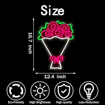 Flowers Neon Lights Flowers LED Light Wall Decor - Bouquet Decoration for Home, Wedding, Party and Romantic Gift