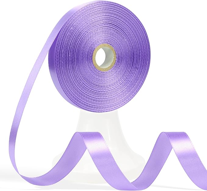 60 Yards Lavender Ribbon 5/8 Inch, Lavender Purple Satin Ribbon for Gift Wrapping, Crafts, Flower Bouquet, Wedding, Baby Shower, Easter, Christmas, Halloween