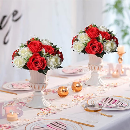 Sziqiqi Pack of 10 Fake Flower, Silk Rose Flowers, Suit for Wedding/Party Centerpiece Road Lead Flower Rack Decorations, 10 Pieces
