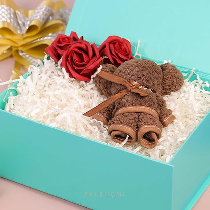 PACKHOME Gift Box 9x6.5x3.8 Inches, Rectangle Collapsible Box with Magnetic Lid for Gift Packaging (Matte Turquoise, Grain Texture)