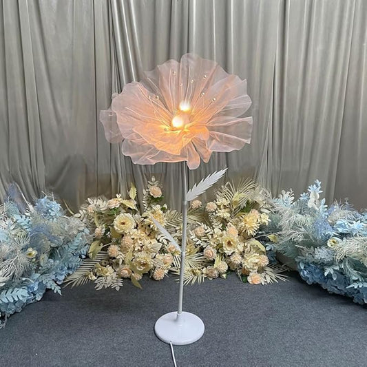 Giant Flowers Decoration, 5.25 ft Large Gauze Floral with LED Lamp, Wedding Decorations for Reception, Birthday Christmas Party Banquet Backdrop Decor, Shop Window Display, Pink