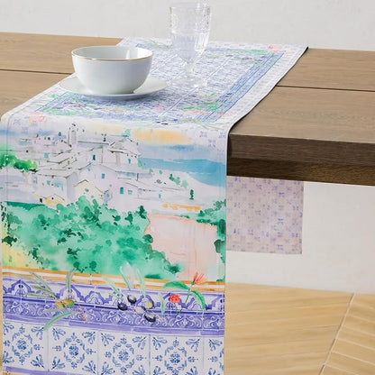 Maison d' Hermine Tablerunners 100% Combed Cotton Premium Table Runner Decorative Table Cover, Home, Kitchen, Dining, Luberon, Double Layer - (14.5"x108")
