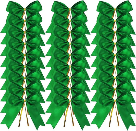 50pcs 3-1/2" Green Twist Ties Satin Green Bows with Twist Tie Bows Fish Tail Cutting(Green)