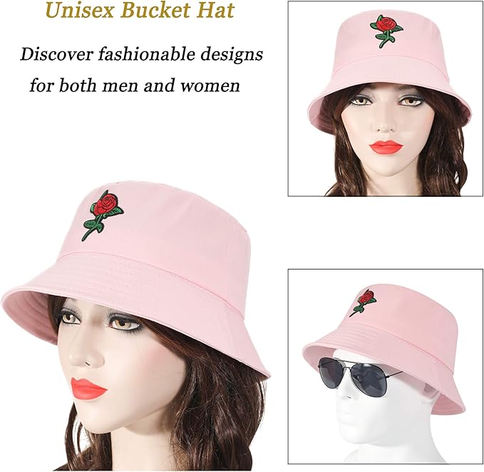 ZLYC Unisex Fashion Embroidered Bucket Hat Summer Fisherman Cap for Men Women