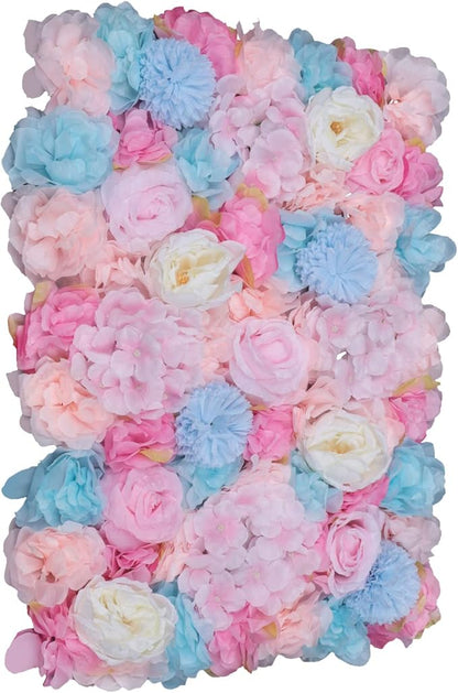 Gdrasuya10 6pcs Realistic Flower Wall Background Artificial Flowers Wall Backdrop Panel 3D Silk Rose Fake Flower Wall Panel Banquet Wedding Party Decor, Photography Background 60 x 40 cm