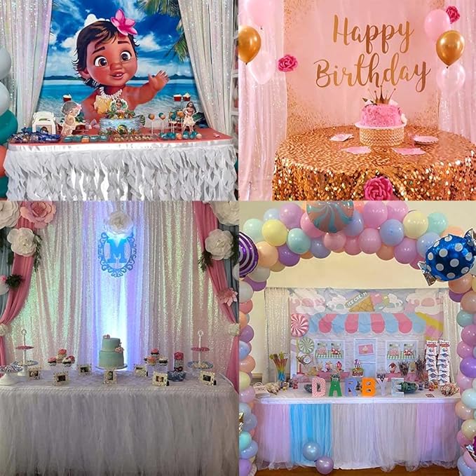 Iridescent White Sequin Backdrop Curtains Glitter Drapes 2FTx8FT 2 Panels for Wedding Birthday Party Decorations Bridal Baby Shower Party Supplies Sparkly Photography Background