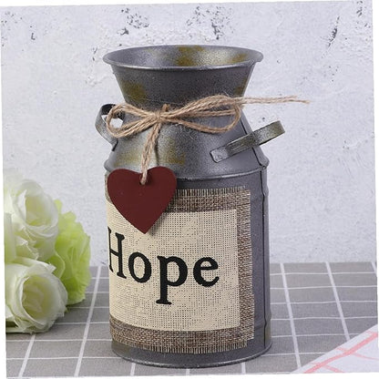 2pcs Vintage Style Flower Bucket Retro Iron Flower Container Decorative Empty Pot for Home Office Wedding Boho Style Decor