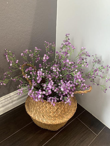 DEEMEI 15 PCS Babys Breath Artificial Flowers Fake Babys Breath Flowers Artificial Bulk Purple Gypsophila Bouquets Real Touch Faux Flowers for Wedding Floral Arrangement Party Home Decoration