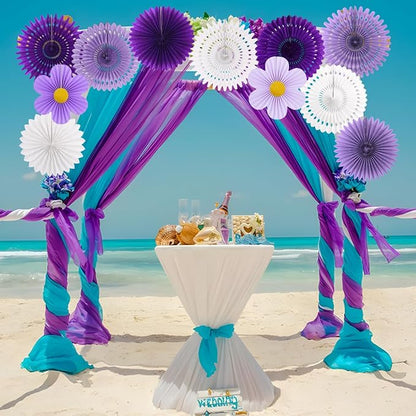 zilue Paper Fans Party Decorations Paper Flowers Decorations for Wall Classroom Floral Backdrop Baby Shower Birthday Party Flower Wall Decor Pack of 11 Purple