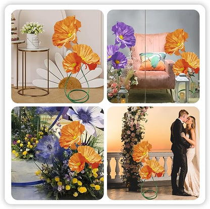 Artificial Paper Flower Decoration, Artificial Fake Flowers with Stems, for Wedding Background Decor, Shop Window Display,Photography Props, Banquet, Centerpieces 3 Pack (Orange)