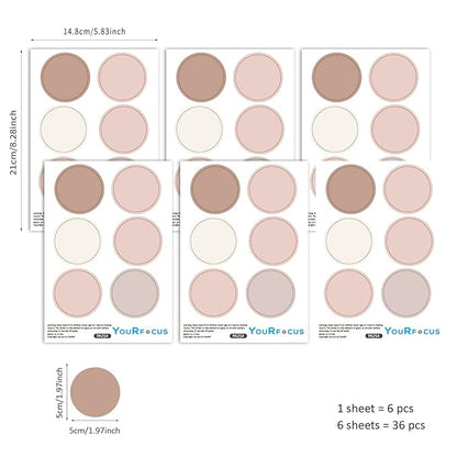 Boho Polka Dot Wall Decals Pink Dots Wall Sticker for Kids Baby Girls Living Room Bedroom Playroom (6 Sheets)
