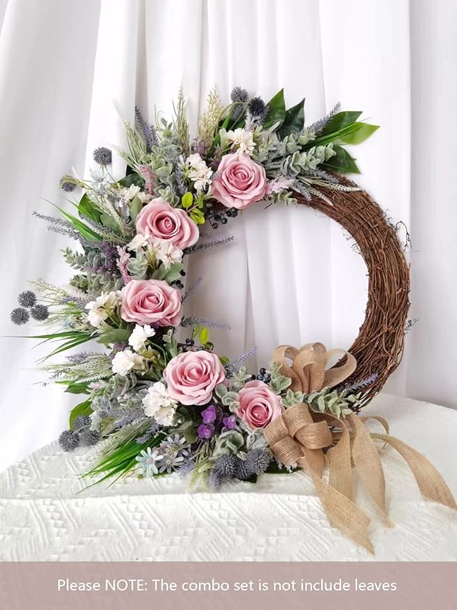 Roses Artificial Flowers Pink Bouquets Box Set for DIY Bridal Wedding Shower Decorations Fake Floral Arrangements for Party Table Centerpieces Home Decor Indoor Outdoor Dusty Blush 19pcs