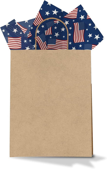 American Flag Printed Tissue Paper for Gift Bags or Boxes and Wrapping - Fourth of July Summer Bulk Decorative Art Tissue Paper for Packaging and Gifting | 24 Sheets 20" x 30"