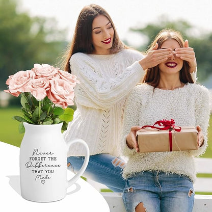 Thank You Gifts for Women Coworker Friend, Small Ceramic Flower Vase, Inspirational Farewell Going Away Funny Coffee Mug Gifts for Boss Mentor Manager Teacher Nurse Office Desk Decor (No Plants)