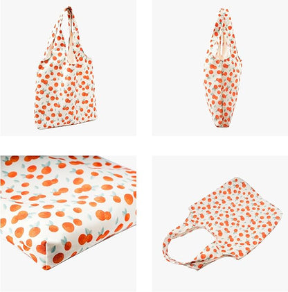 Canvas Tote Bag, Large Capacity Shoulder Bag with Inner Pockets, Foldable Shopping Bag