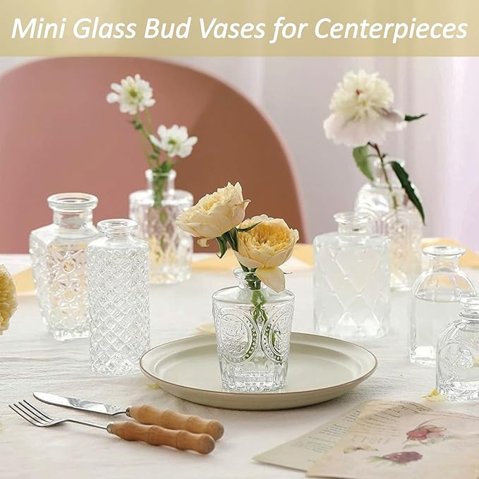 Glass Bud Vases Set of 36PCS, Small Flower Vases for Wedding Centerpiece Table Decoration, Vintage Vase in Bulk for Flower Arrangements, Mini Vase for Birthday Party, Festival Home Decor,Clear
