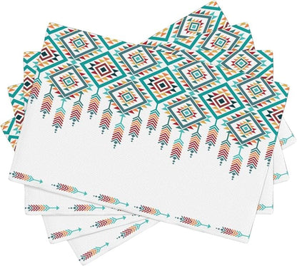 Southwest Aztec Placemats,Native American Washable Waterproof Table Place Mats Set of 4 for Dining Room Kitchen Table 12 X 18 Inch 4 PCS, Style-14