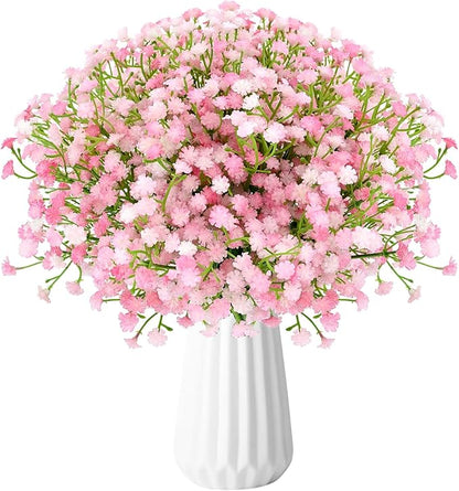 Babys Breath Artificial Flowers, 24Pcs Fake Baby Breath Flowers Artificial Bulk Faux Gypsophila Real Touch Flowers for Wedding DIY Bouquet Arrangement Party Home Garden Decor, Pink