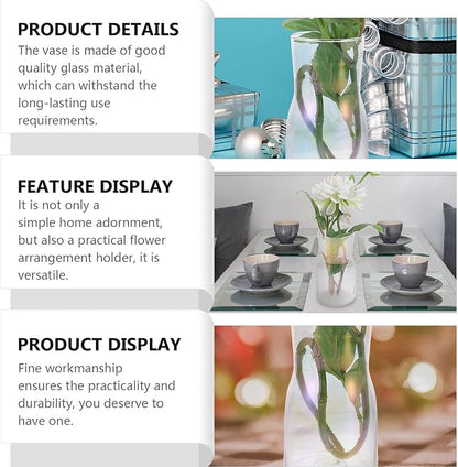 NUOBESTY Chic Iridescent Glass Vase Decor for Floral Arrangements Lightweight Transparent Desktop Ornament Modern Artistic Flower Container for Home and Office Display