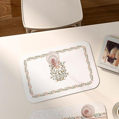 ISAENNE French Country Floral PVC Placemats Set of 6,Rectangular Minimalist Placemat, Waterproof and Heat-Resistant Place Mats, Decoration for Kitchen,Dining, Parties, Holiday,12"*17"
