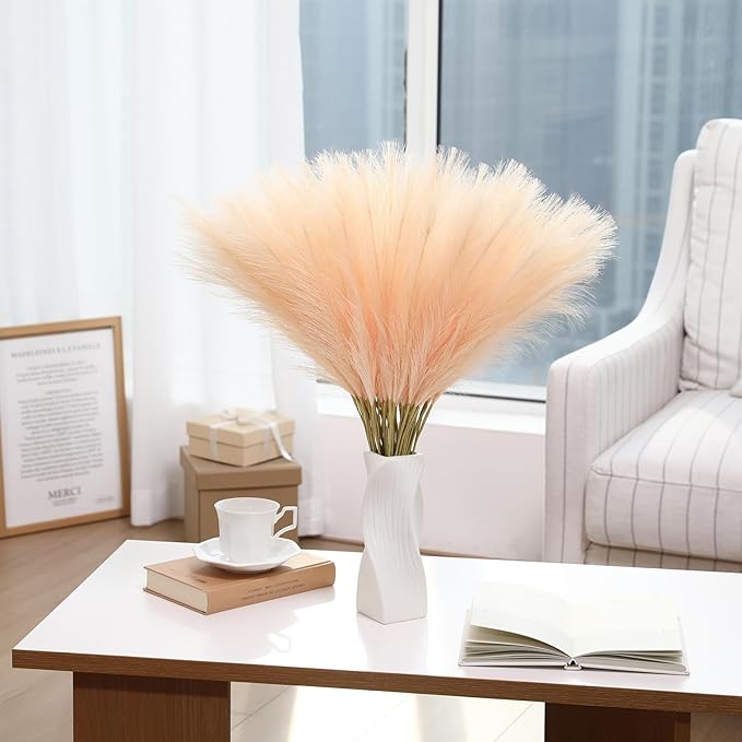 Faux Champagne Pampas Grass - 30pcs 24 Inch Boho Home Decor, Artificial pompas Floral for Table Centerpieces, Farmhouse and Baby Shower Decorations (Champagne, 30 Pieces)
