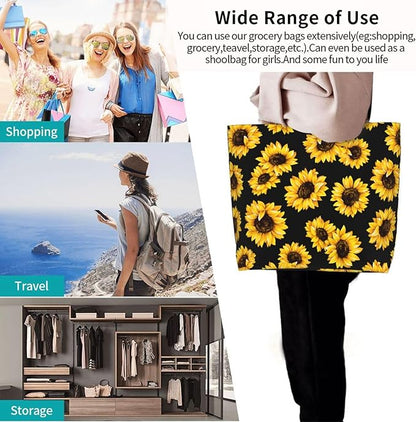 Sunflower Tote Bag For Women, Waterproof Shoulder Bags Big Reusable Grocery Handbag For Shopping Picnic Work Beach