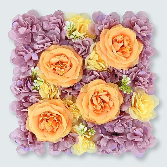 Flower Wall Backdrop, 12PCS 10.6"-15.7" Artificial Flower Wall Panel with Various Styles, 3D Floral Wall Decor for Wedding Photo Background Festive Party Home Decoration (I003, 15.7 * 15.7in)