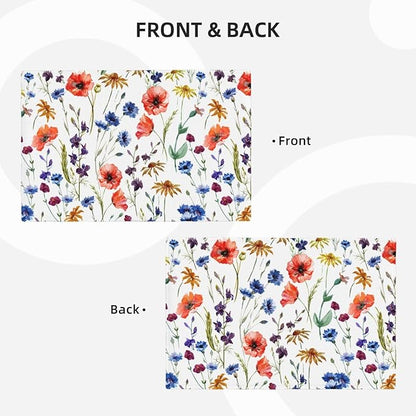 Placemats 4 pcs Watercolor Flower Double-Layer Imitation Linen Place Mats Non-Slip Heat-Resistant Tablemats for Home Restaurant Hotel 18×12 Inch