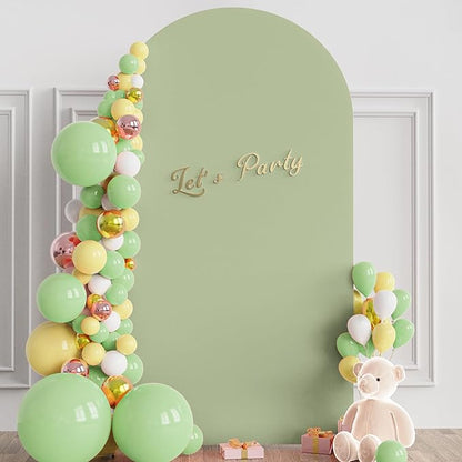 Wokceer 7.2FT Wedding Arch Cover Spandex Fitted Wedding Arch Stand Covers Round Top Sage Green Chiara Arch Cover for Birthday Party Ceremony Banquet Decoration