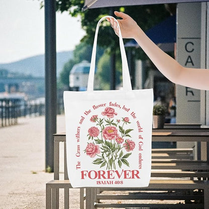Floral Christian Gifts Religious Gifts Makeup Bag, Canvas Tote Bag Grocery Bags for Yoga Totes for Women Birthday
