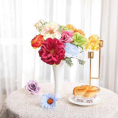 ASTRYAS Fake Artificial Flowers Combo Set Fall Silk Camellia Roses for DIY Centerpiece Arrangement Wedding Bouquet Arrangement Party Baby Shower Home Decoration(Colorful)
