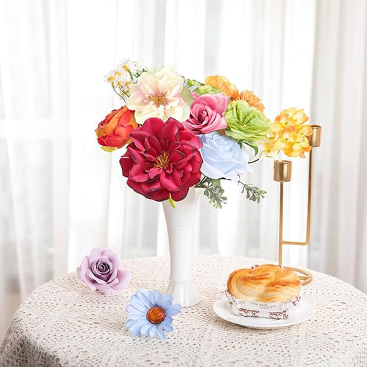 ASTRYAS Fake Artificial Flowers Combo Set Fall Silk Camellia Roses for DIY Centerpiece Arrangement Wedding Bouquet Arrangement Party Baby Shower Home Decoration(Colorful)