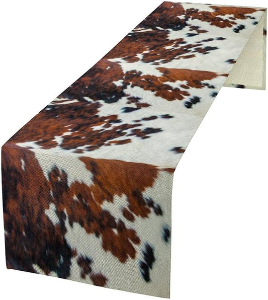 Cow Print Table Runner, Cowhide Print Western Style Table Runner Country Farmhouse Cottage Cow Patten Table Decoration for Home Kitchen Dining, 13x120 in