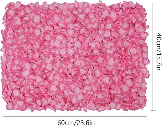 20PCS Artificial Floral Wall Backdrop, 3D Flower Wall Panel, Realistic Silk Flower Backplanes, Roll Up Fake Flower Background for Valentines Wedding Party Photo Arrangement Outdoor Decor(Deep Pink)