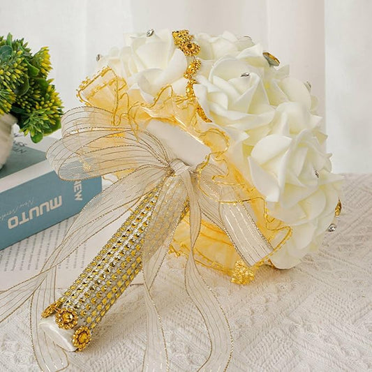 Ochine Bride & Bridesmaid Bouquets - Silk Hand Holding Flower Bouquet for Wedding & Valentine's Day Decor