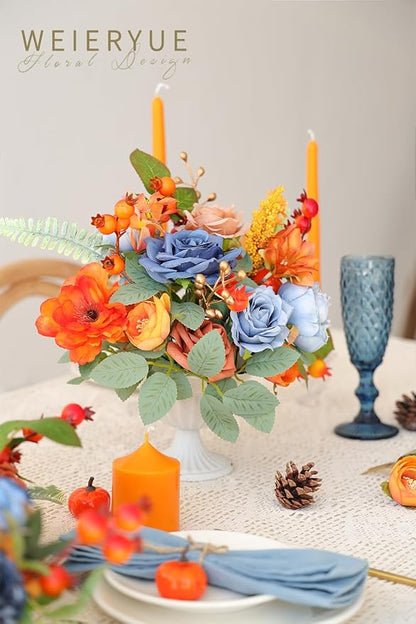 Artificial Flower Box Set Silk Fake Flowers DIY Center Cake Decoration Wedding Bouquet Corsage Home Decor Outdoor Decor Gift (Passionate Burnt Orange)