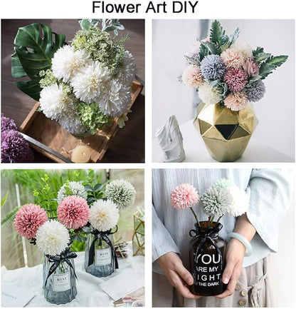 10Pcs Artificial Fake Flower Plants Silk Chrysanthemum Ball Hydrangea Arrangements Wedding Bouquets Decor Home Kitchen Garden Party Table Floral Centerpieces DIY (Light Pink)