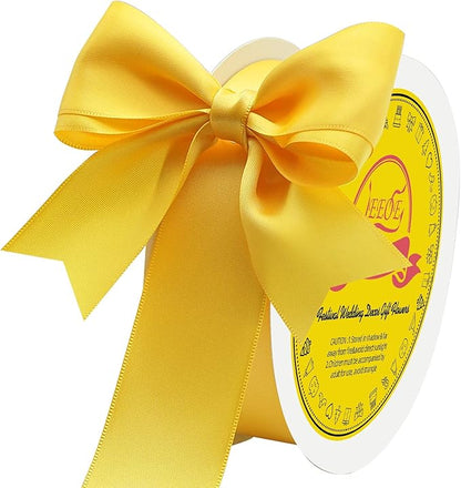 Double Face Yellow Satin Ribbon 1-1/2" X 50 Yards Polyester Maize Yellow Ribbon for Gift Wrapping Very Suitable for Weddings Party Hair Bow Invitation Decorations and More