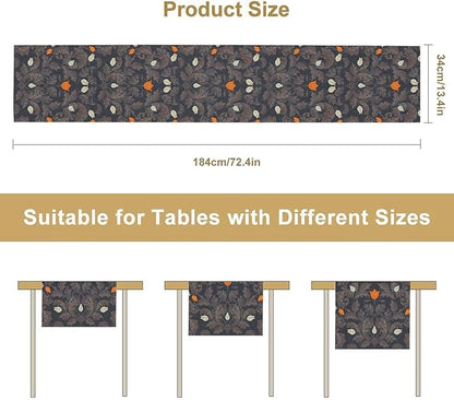 Vintage William Morris Table Runner, Retro Botanical Floral Plant Nature Design Table Runner for Kitchen Dining Wedding, 13x120 Inch